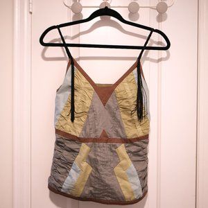 BCBGMaxAzria Designer V-neck Colour Block Tank Top